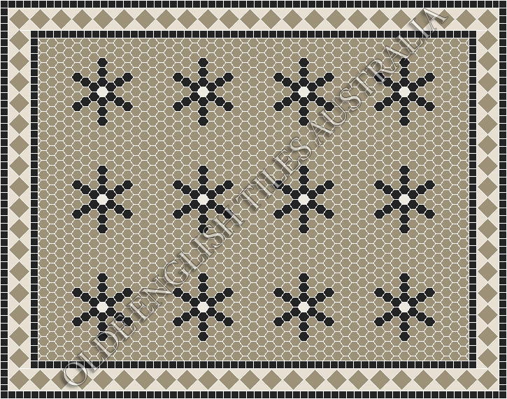 Classic Mosaic Patterns - Central Park 25 Light Grey with Black & White Pattern
