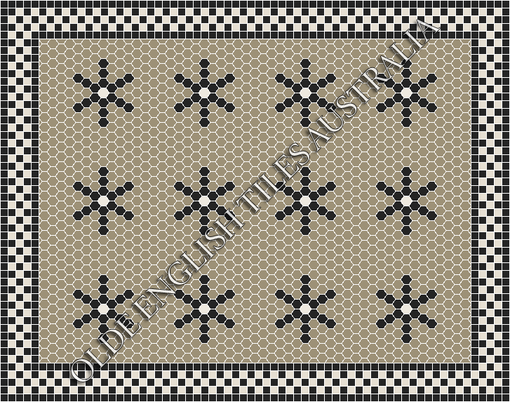 Classic Mosaic Patterns - Central Park 25 Light Grey with Black & White Pattern