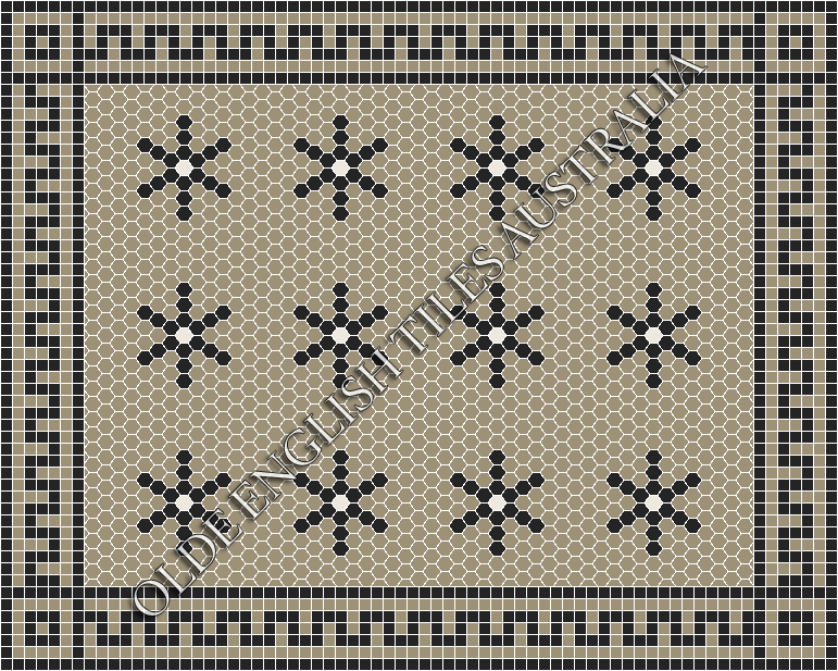 Classic Mosaic Patterns - Central Park 25 Light Grey with Black & White Pattern