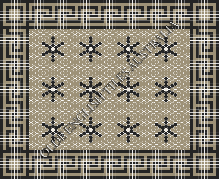 Classic Mosaic Patterns - Central Park 25 Light Grey with Black & White Pattern