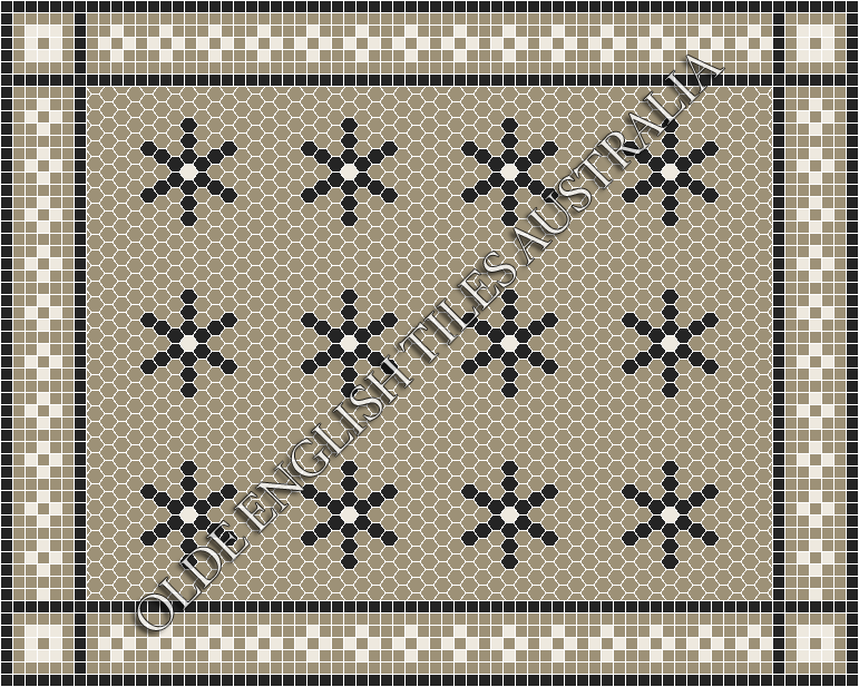 Classic Mosaic Patterns - Central Park 25 Light Grey with Black & White Pattern