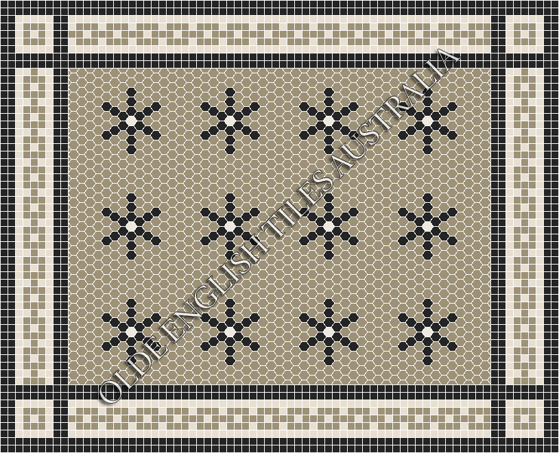 Classic Mosaic Patterns - Central Park 25 Light Grey with Black & White Pattern
