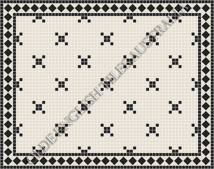 Classic Mosaic Patterns - Charleston 20 White with Black Pattern