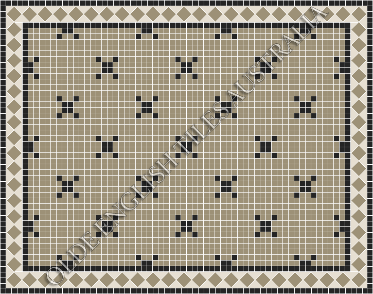 Classic Mosaic Patterns - Charleston 20 Light Grey with Black Pattern