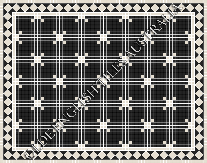 Classic Mosaic Patterns - Charleston 20 Black with White Pattern