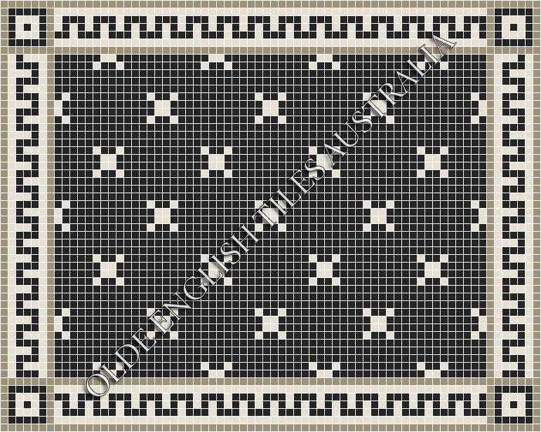 Classic Mosaic Patterns - Charleston 20 Black with White Pattern
