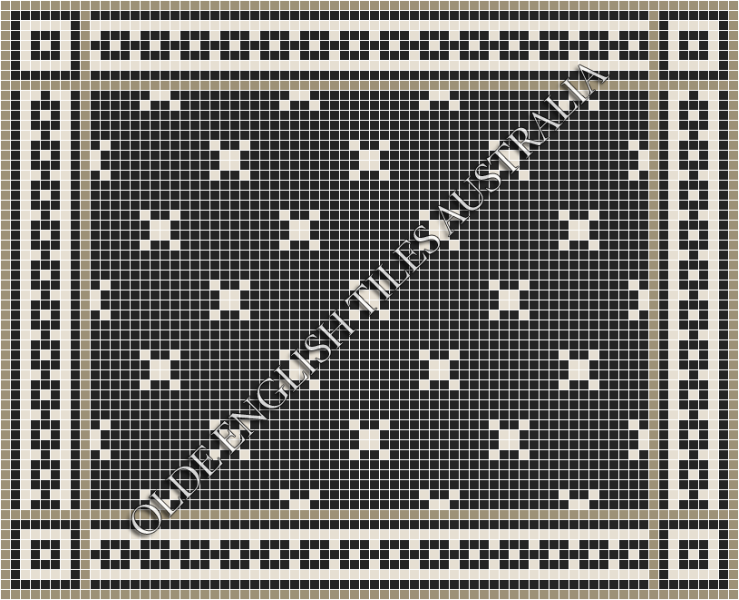 Classic Mosaic Patterns - Charleston 20 Black with White Pattern