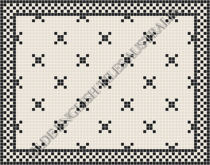 Classic Mosaic Patterns - Charleston 20 White with Black Pattern