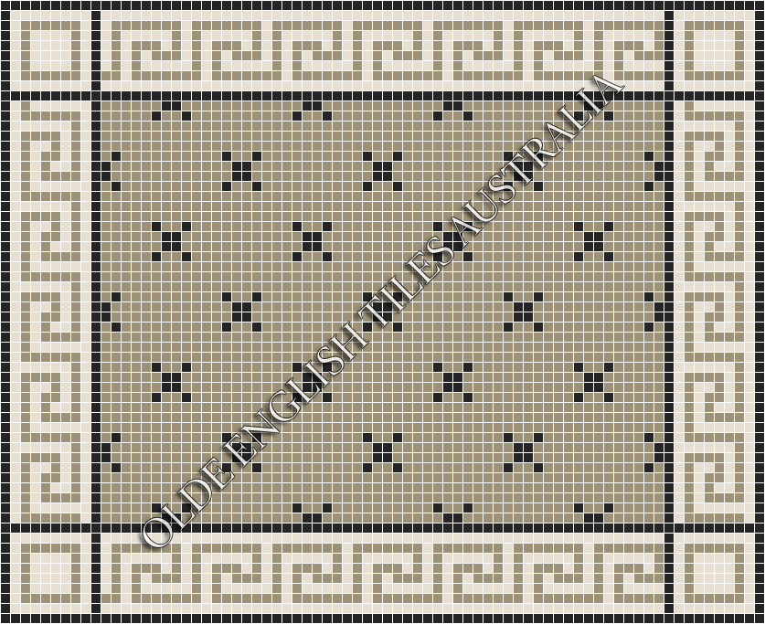 Classic Mosaic Patterns - Charleston 20 Light Grey with Black Pattern