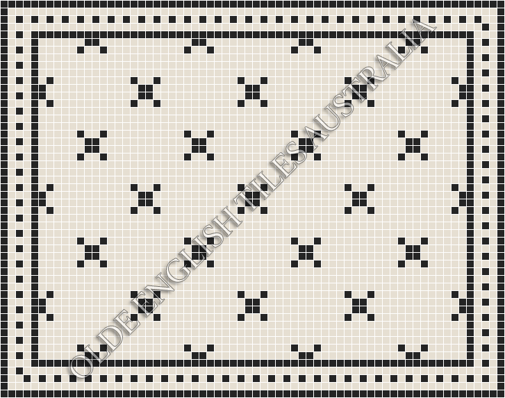 Classic Mosaic Patterns - Charleston 20 White with Black Pattern