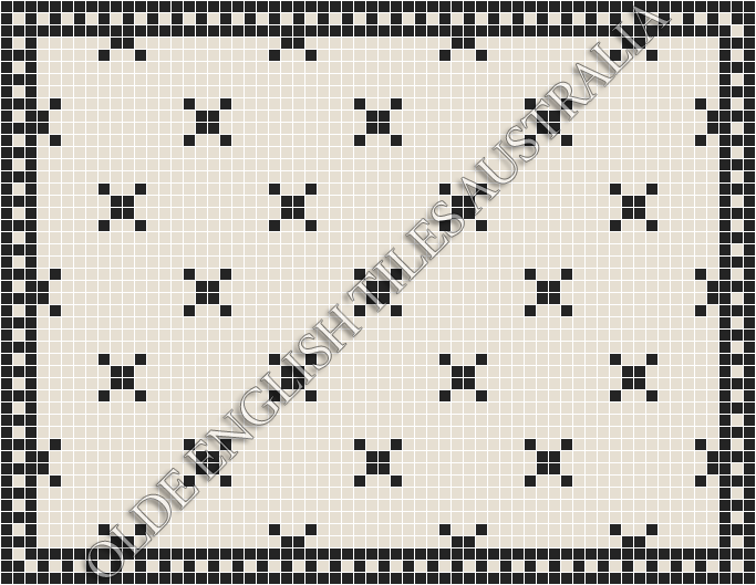 Classic Mosaic Patterns - Charleston 20 White with Black Pattern
