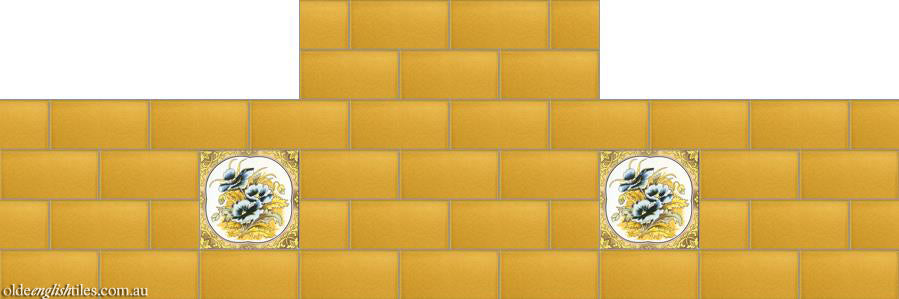 Fireplace and Hearth tiles -  Classic Poppies with Honey