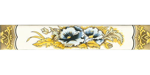 Victorian & Federation Wall Tiles -  Classic Poppies Blue strip