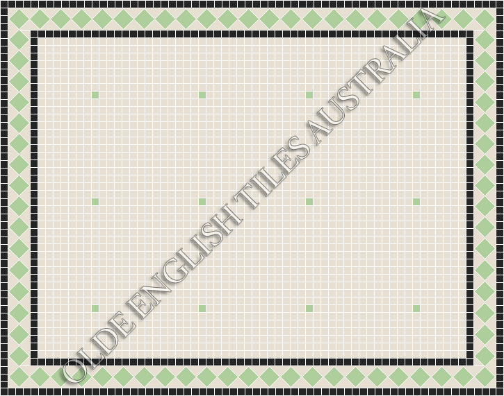 Classic Mosaic Patterns - Confetti 20 White with Sage Pattern