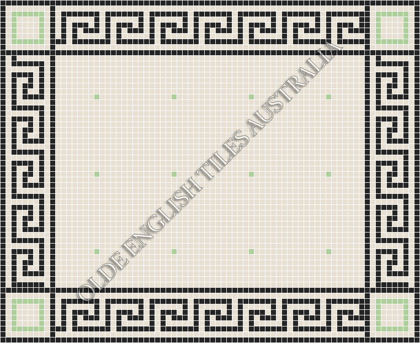 Classic Mosaic Patterns - Confetti 20 White with Sage Pattern