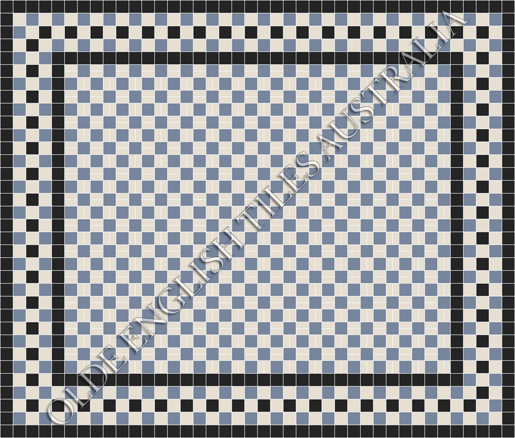 Classic Mosaic Patterns - Cannes 3 50 x 50 and 50 x 23.5 Special Blue with White