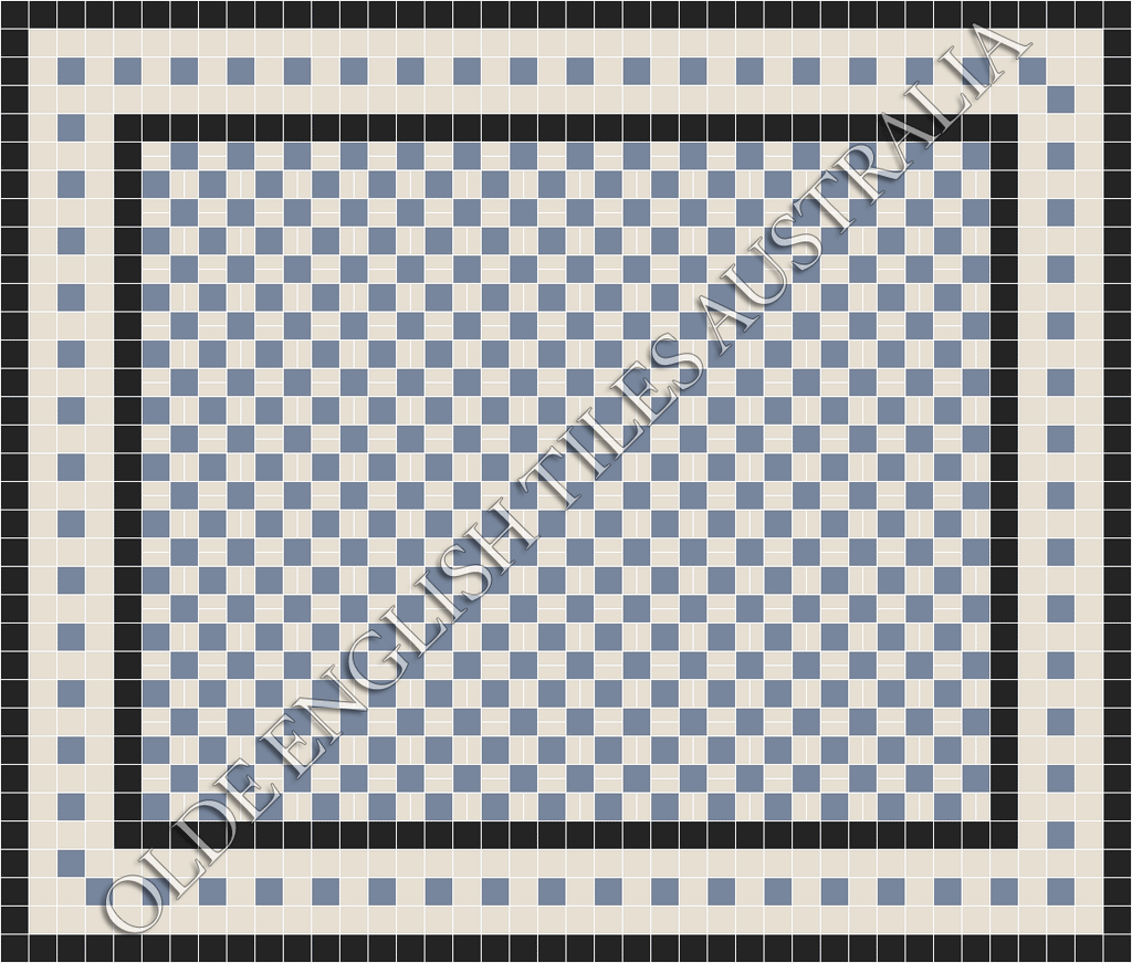Classic Mosaic Patterns - Cannes 3 50 x 50 and 50 x 23.5 Special Blue with White