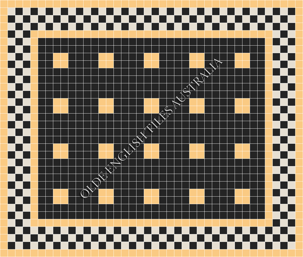 Classic Mosaic Patterns - Cotton Club 50 Black with Oatmeal Pattern