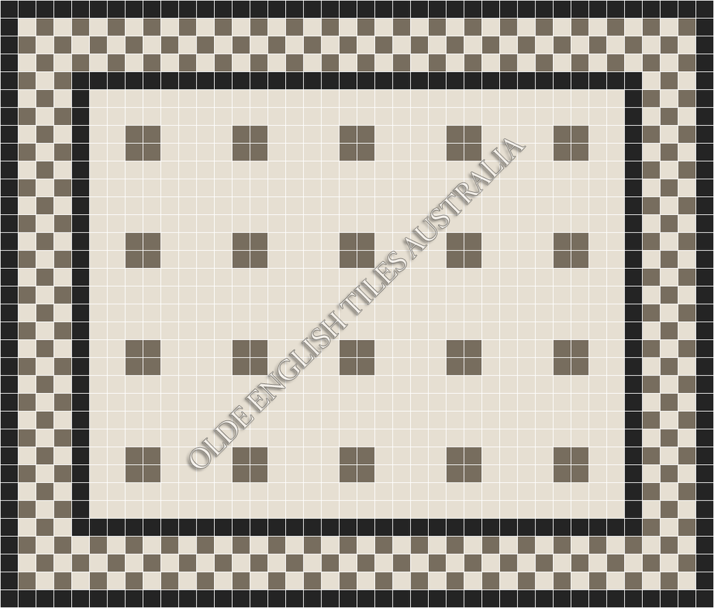 Classic Mosaic Patterns - Cotton Club 50 White with Grey Pattern