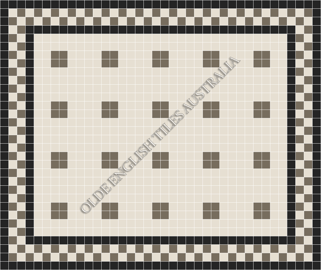 Classic Mosaic Patterns - Cotton Club 50 White with Grey Pattern