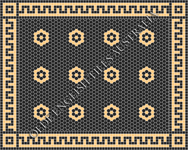 Classic Mosaic Patterns - Empire 25 Black with Oatmeal Pattern
