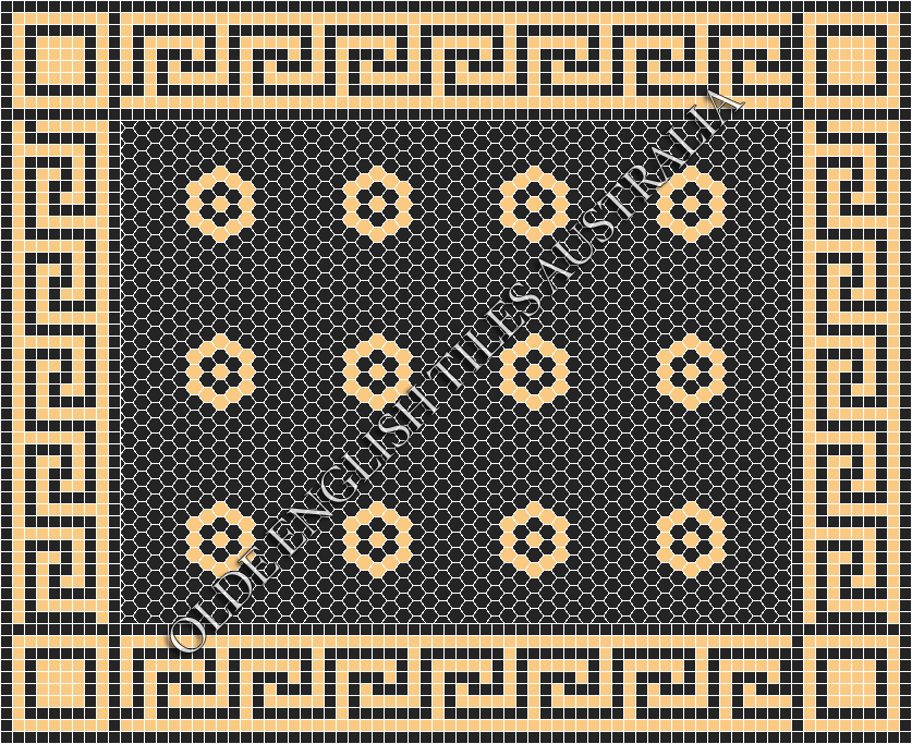 Classic Mosaic Patterns - Empire 25 Black with Oatmeal Pattern