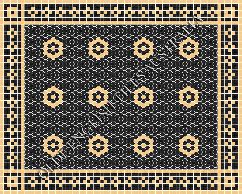 Classic Mosaic Patterns - Empire 25 Black with Oatmeal Pattern