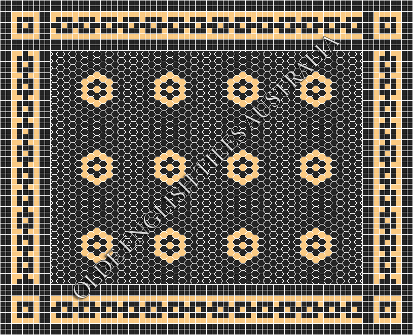 Classic Mosaic Patterns - Empire 25 Black with Oatmeal Pattern