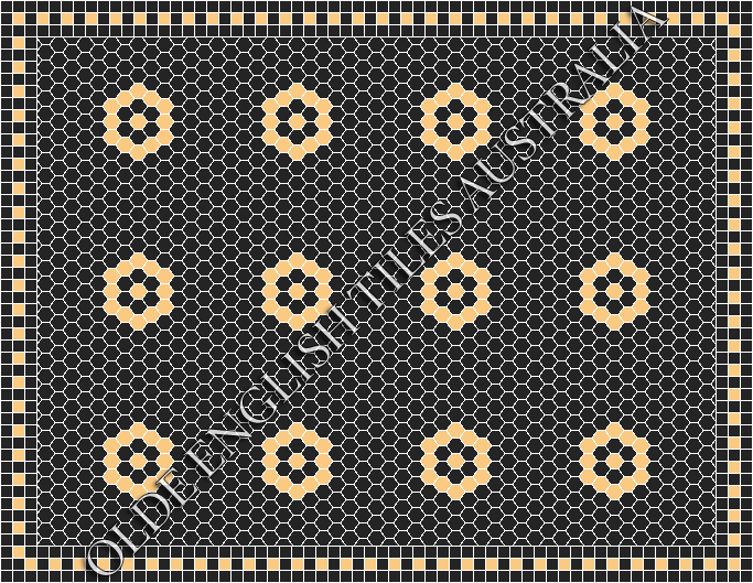 Classic Mosaic Patterns - Empire 25 Black with Oatmeal Pattern