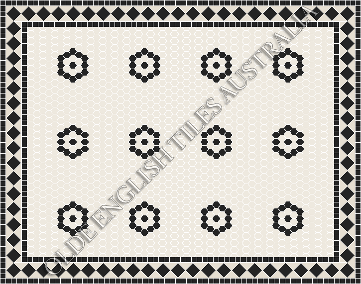 Classic Mosaic Patterns - Empire 25 White with Black Pattern