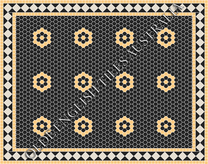 Classic Mosaic Patterns - Empire 25 Black with Oatmeal Pattern