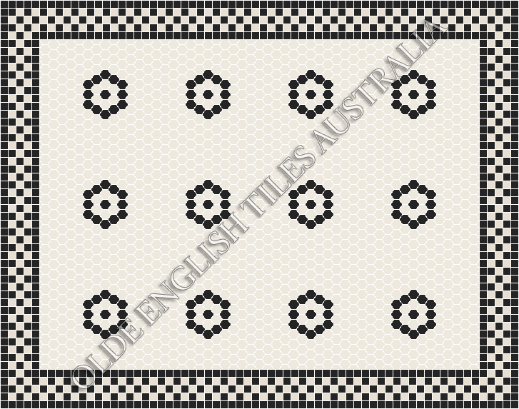 Classic Mosaic Patterns - Empire 25 White with Black Pattern