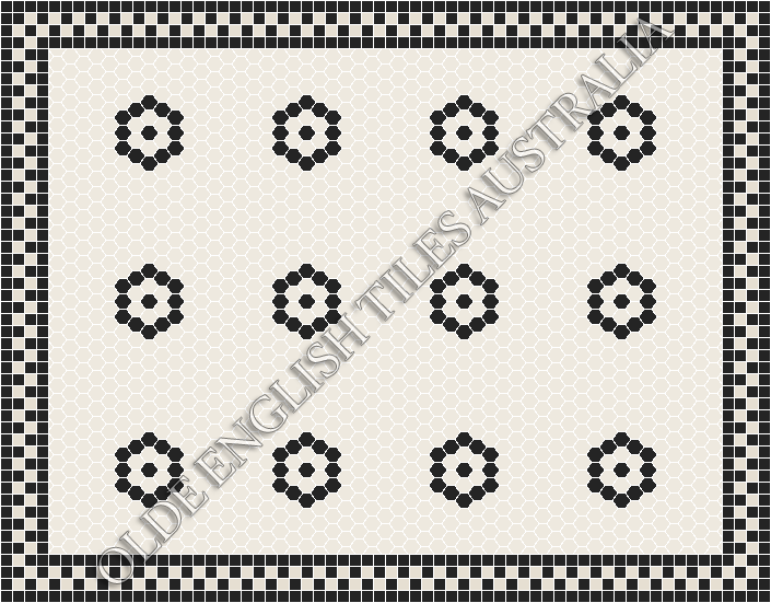 Classic Mosaic Patterns - Empire 25 White with Black Pattern