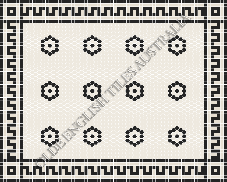 Classic Mosaic Patterns - Empire 25 White with Black Pattern