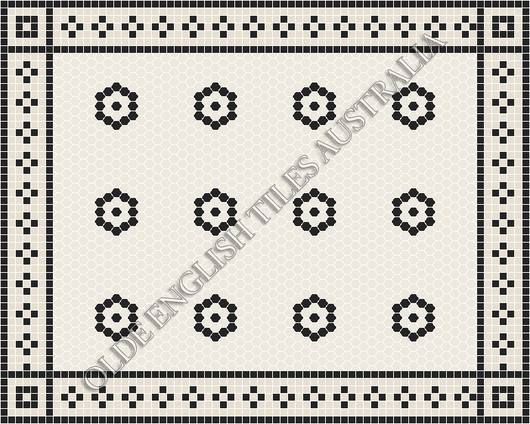 Classic Mosaic Patterns - Empire 25 White with Black Pattern