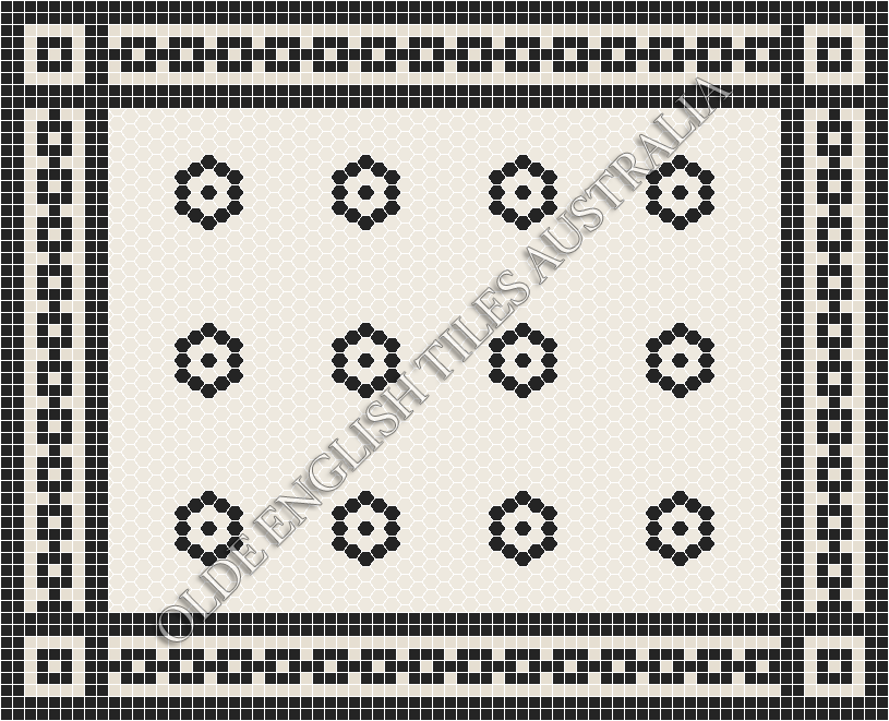 Classic Mosaic Patterns - Empire 25 White with Black Pattern