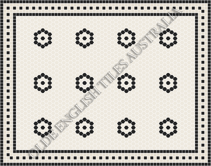 Classic Mosaic Patterns - Empire 25 White with Black Pattern