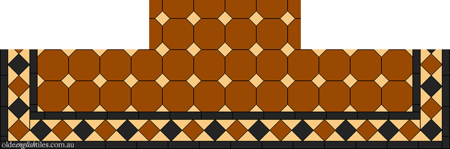 Fireplace and Hearth tiles -  Olde English 100 with Norwood border- Option 3