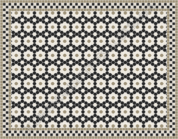 Classic Mosaic Patterns - Palasade 25 Black with White and Light Grey Pattern