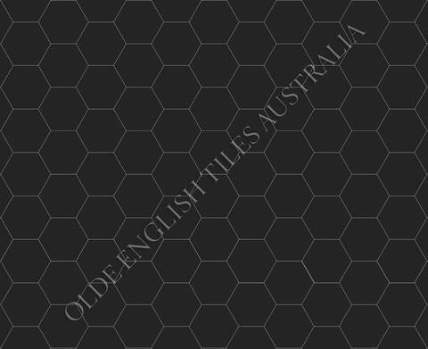 Plain Hexagon 25 Black Mosaics