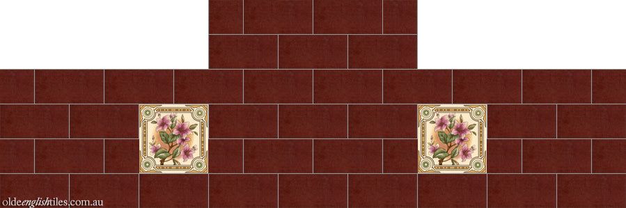 Fireplace and Hearth tiles -  Windflower with Burgundy