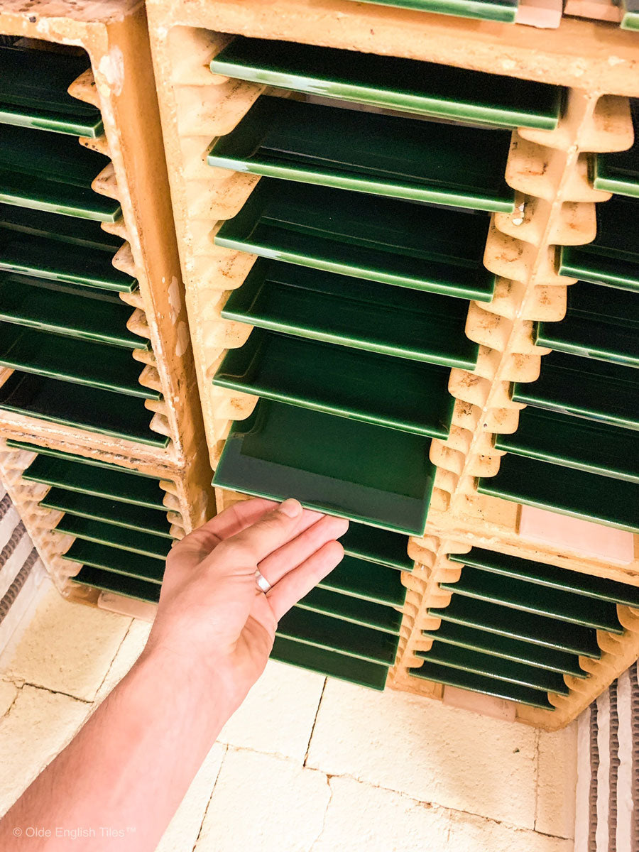 Green glazed heritage wall tiles