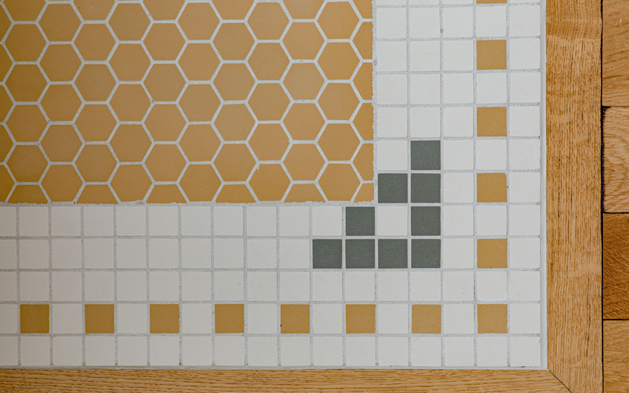 French Chic Living Room mosaic floor tiles