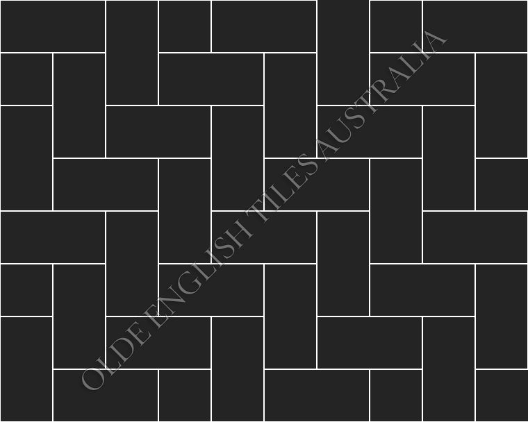 Riviera Mosaics -  Herringbone Plain Black