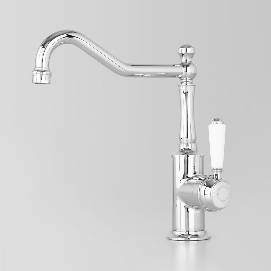  - Classic Olde English Signature Kitchen Mixer V2 White Lever 210mm swivel spout