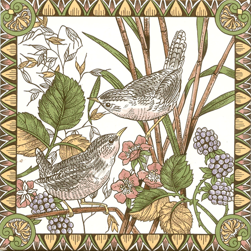 Fireplace and Hearth tiles - Bird and berries hearth tile