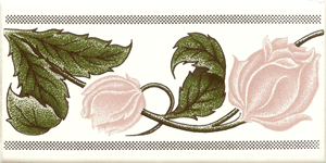 Rose light pink on white 150 x 75 x 6mm (Set of 1)