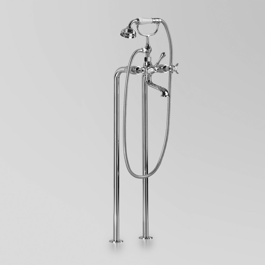 Olde English -  Classic Olde English Bath Mixer Floor Mounted with standpipes & hand shower at 165mm fixed centres