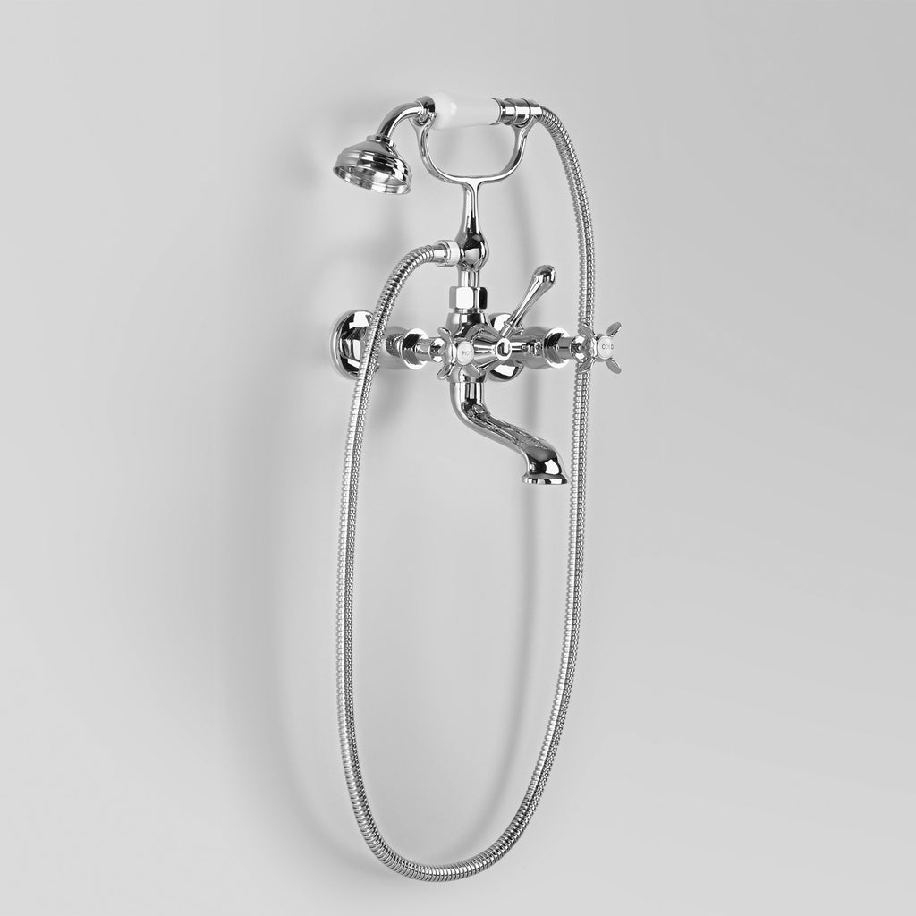 Olde English -  Classic Olde English Bath Mixer Wall Mounted with Hand Shower at 165mm centres