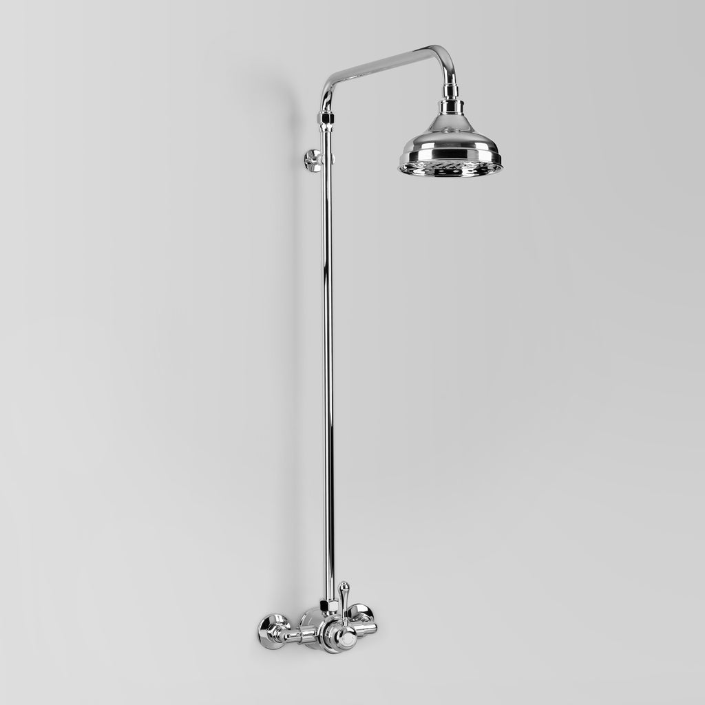 Olde English Signature -  Classic Olde English Signature Shower Set with Metal Lever wall entry at 150mm fixed centres with 150mm shower rose